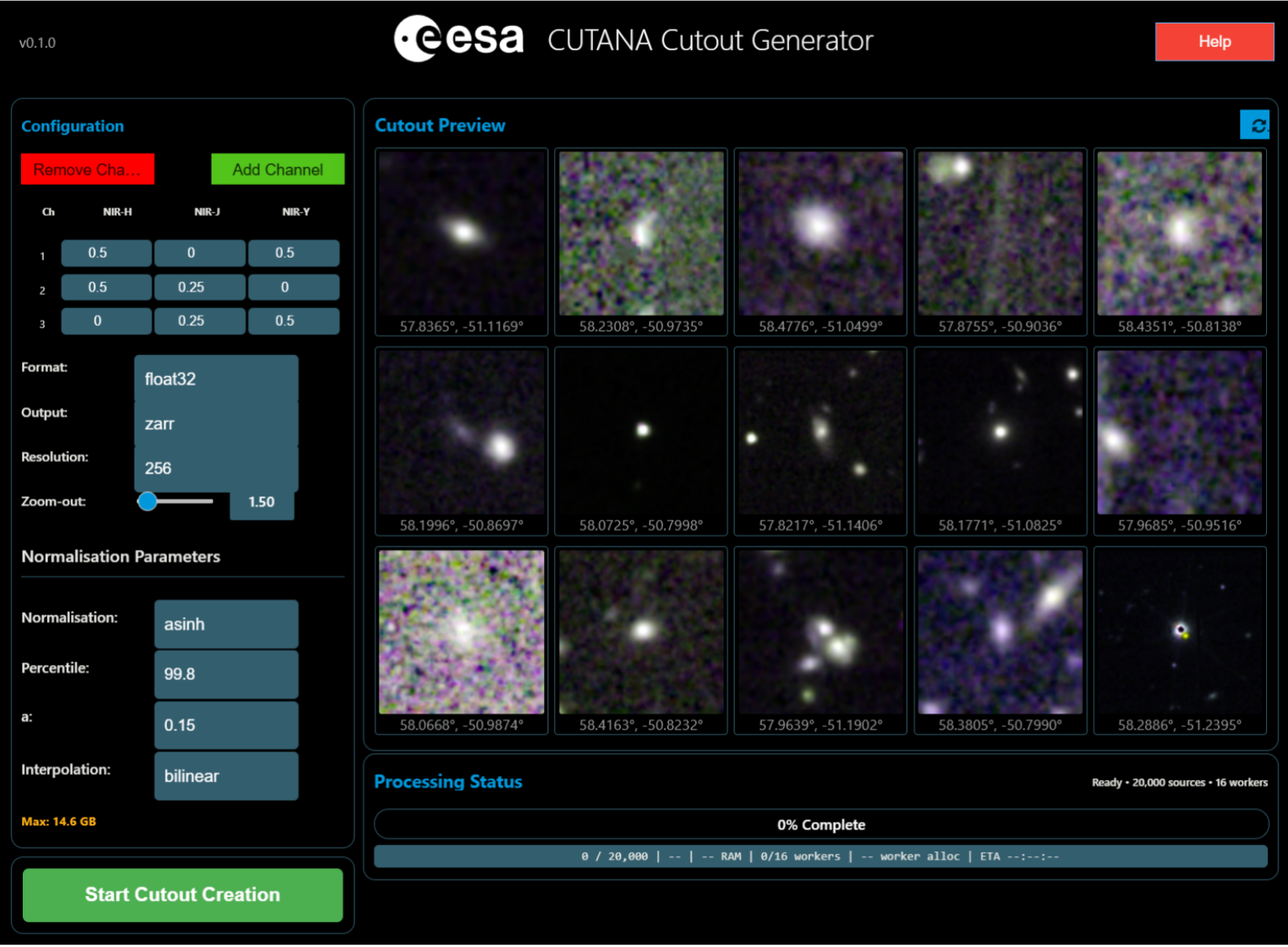 Cutana cutout generator interface